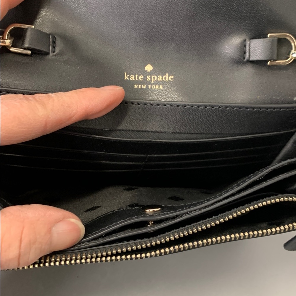 Kate Spade Karri Sleek Smooth Small Black Crossbody Flap Wallet  7.5Wx5.5Hx1D - Picture 5 of 14